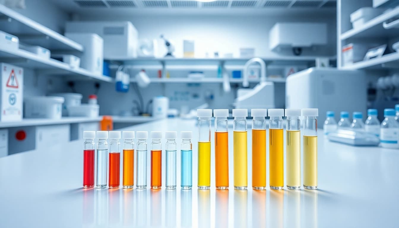 Weitere Informationen ansehen ueber verschiedene Serum-Roehrchen in einem medizinischen Laborumfeld.
