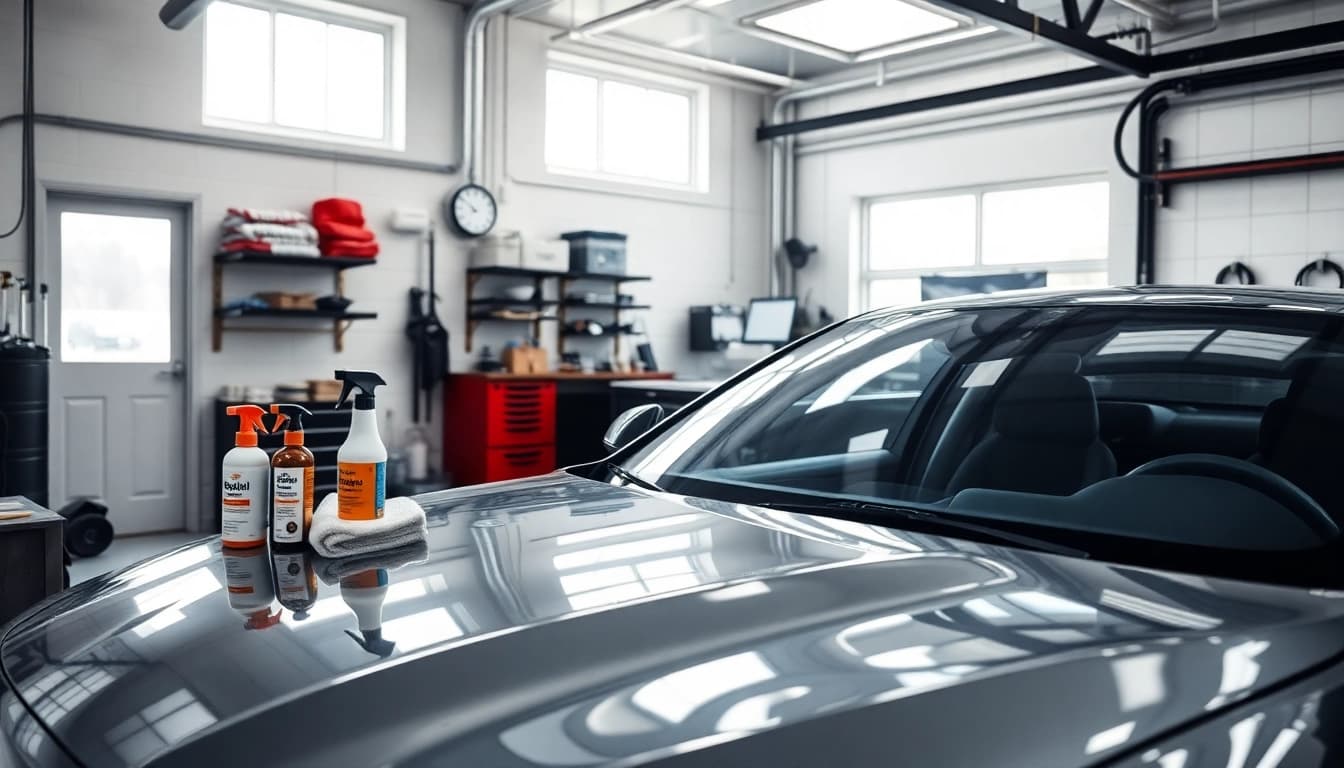 Autopflege Shop zeigt eine professionelle Autoaufbereitung mit glänzendem Finish und hochwertigen Produkten.
