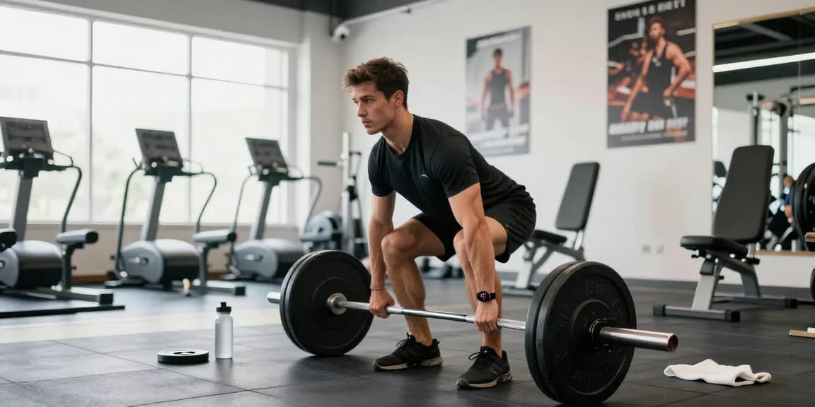Global Pharma Steroid Shop: Athlet und Fitnessaktivitäten im modernen Gym mit Gewichten.