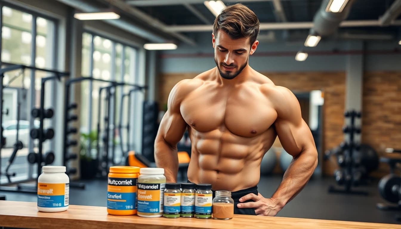 Musculäre Person im Fitnessstudio, die Unique Pharma Steroids verwendet.
