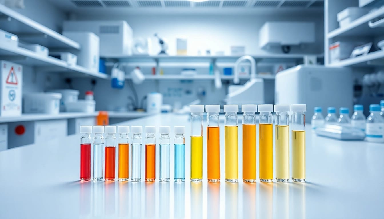 Weitere Informationen ansehen ueber verschiedene Serum-Roehrchen in einem medizinischen Laborumfeld.