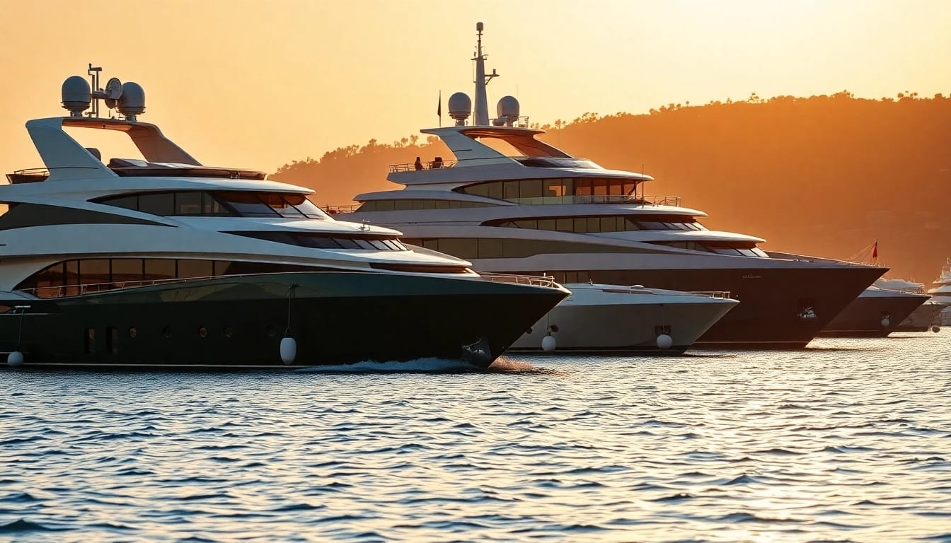 Erleben Sie Mega Lüfer Yachts in einem charmanten Hafen, umgeben von sanften Wellen und warmem Sonnenlicht.