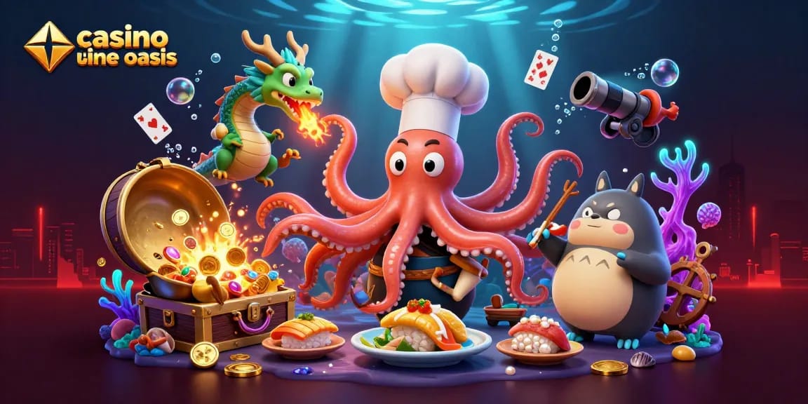 Winning big in a vibrant casino ohne oasis environment with colorful characters and exciting game elements.