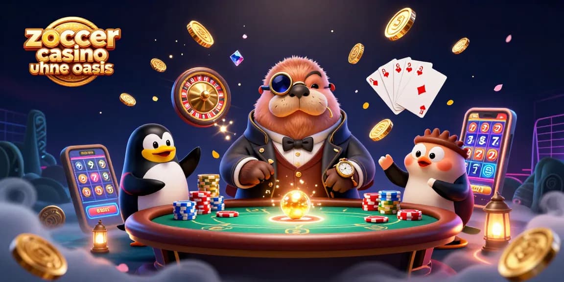 Zoccer Casino ohne Oasis: Hochstimmungsspiele mit Walross, Pinguin und Kugelfisch am Pokertisch.
