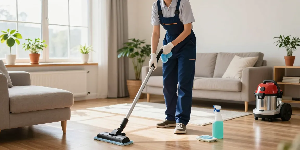 Professional cleaner showcasing effective reinigungsfirmen in bern in a sunlit living room, using eco-friendly supplies and creating a warm atmosphere.