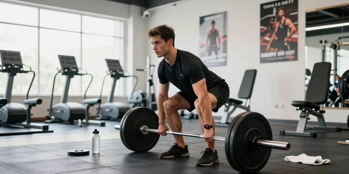 Global Pharma Steroid Shop: Athlet und Fitnessaktivitäten im modernen Gym mit Gewichten.