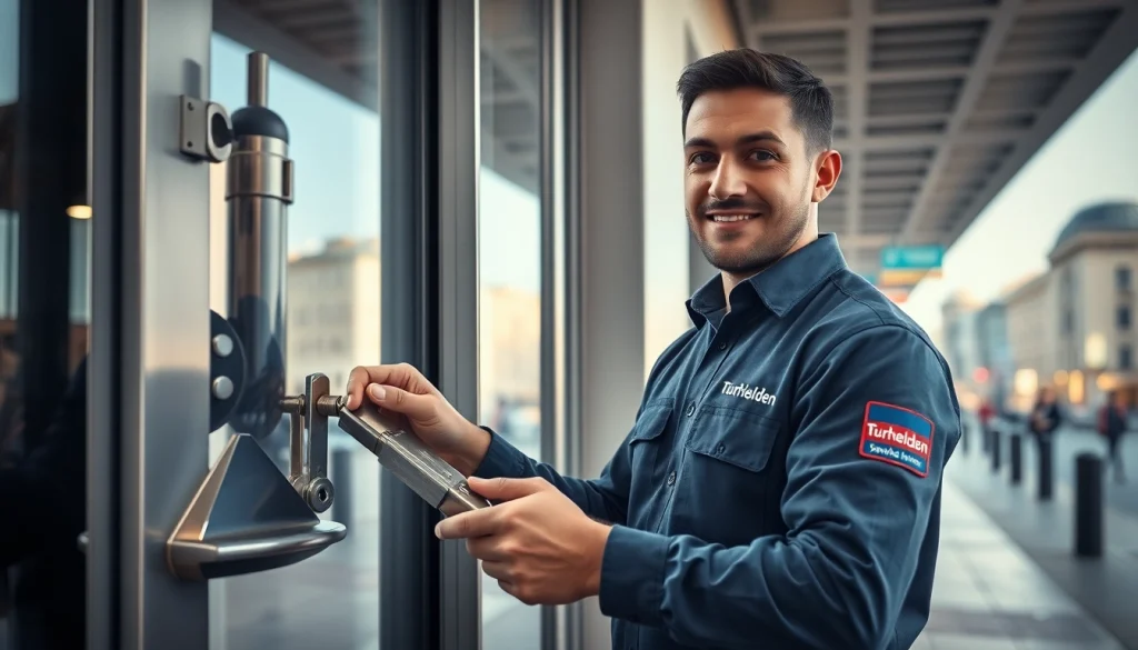 Schlüsseldienst Pforzheim öffnet fachmännisch eine Tür mit Spezialwerkzeugen.