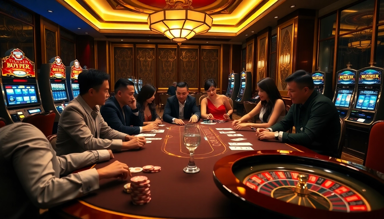 Engaged players enjoying a thrilling poker game at NOHU90 casino.